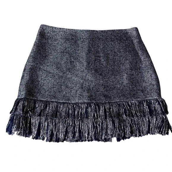 STS Sail to Sable Wool Blend Fringed Tweed Skirt sz 8 - Picture 1 of 7
